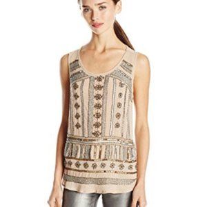 Lucky Brand | Beaded Beige Tank Top Small